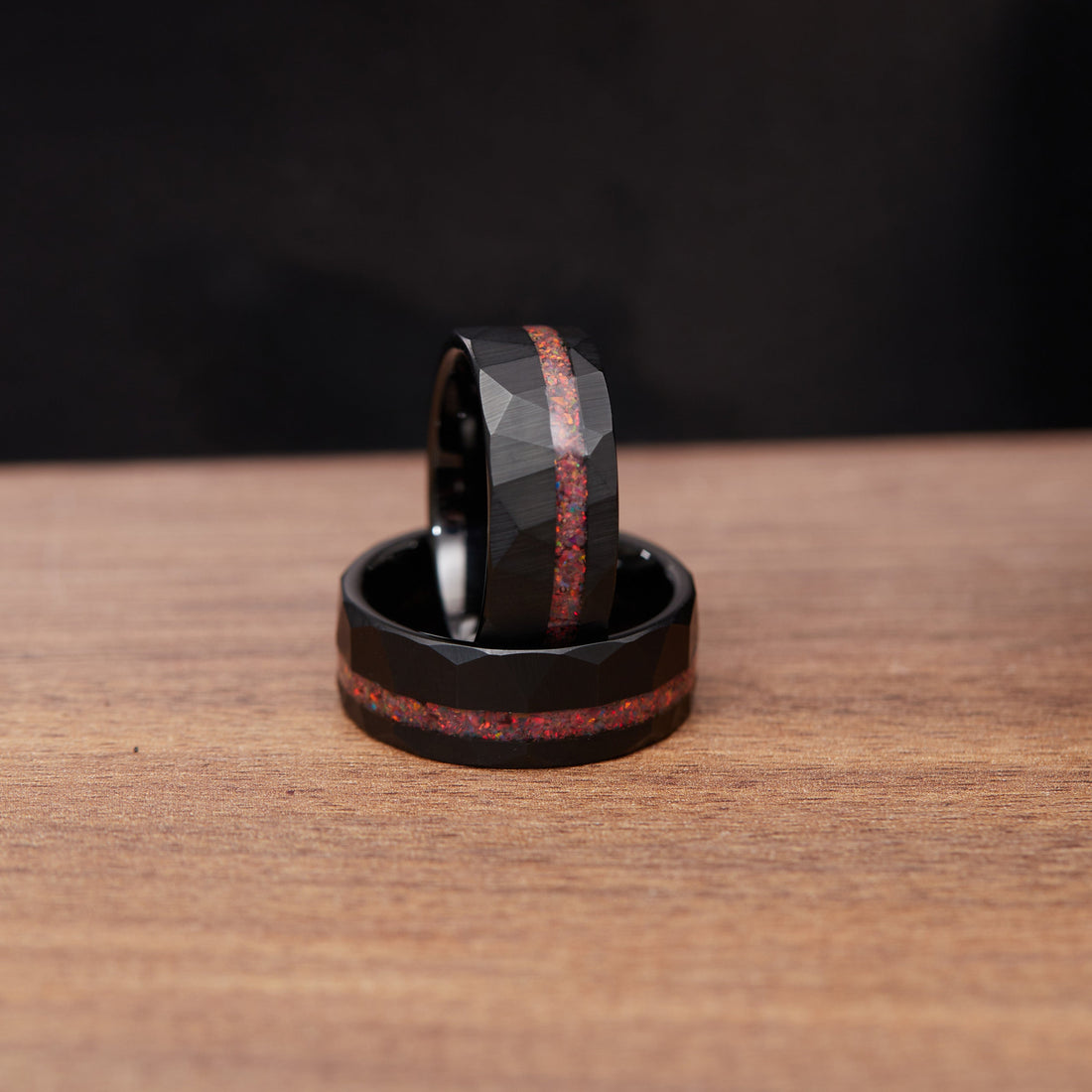 Custom Tungsten Ring with Opal Inlay