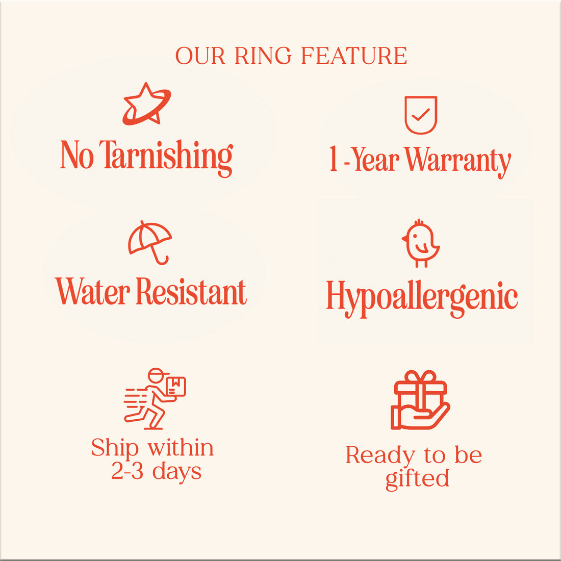 ring feature no tarnishing 1 wear warranty water resistant