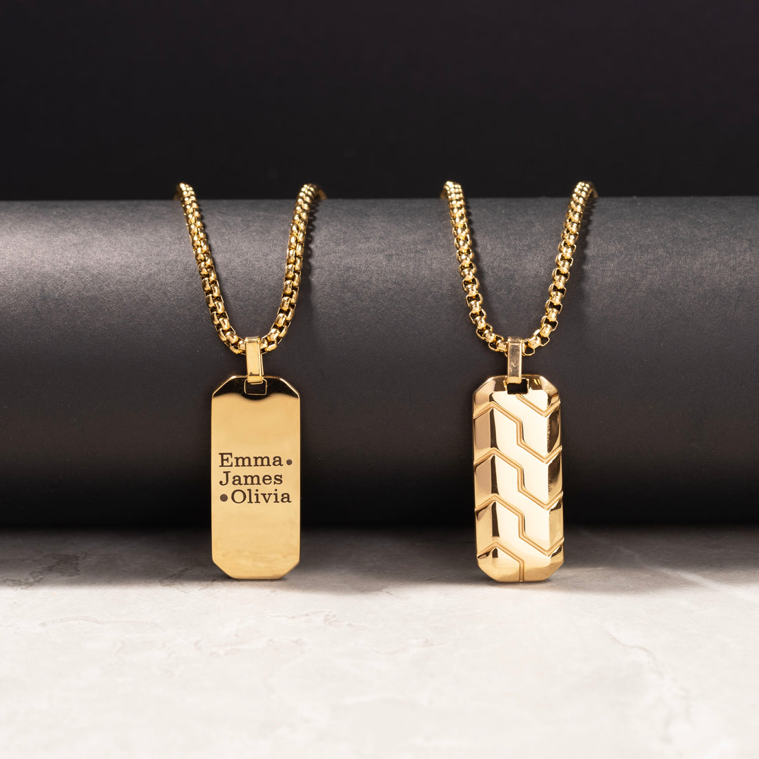 Gold Minimalist engraved necklace for men, perfect for gifts and keepsakes