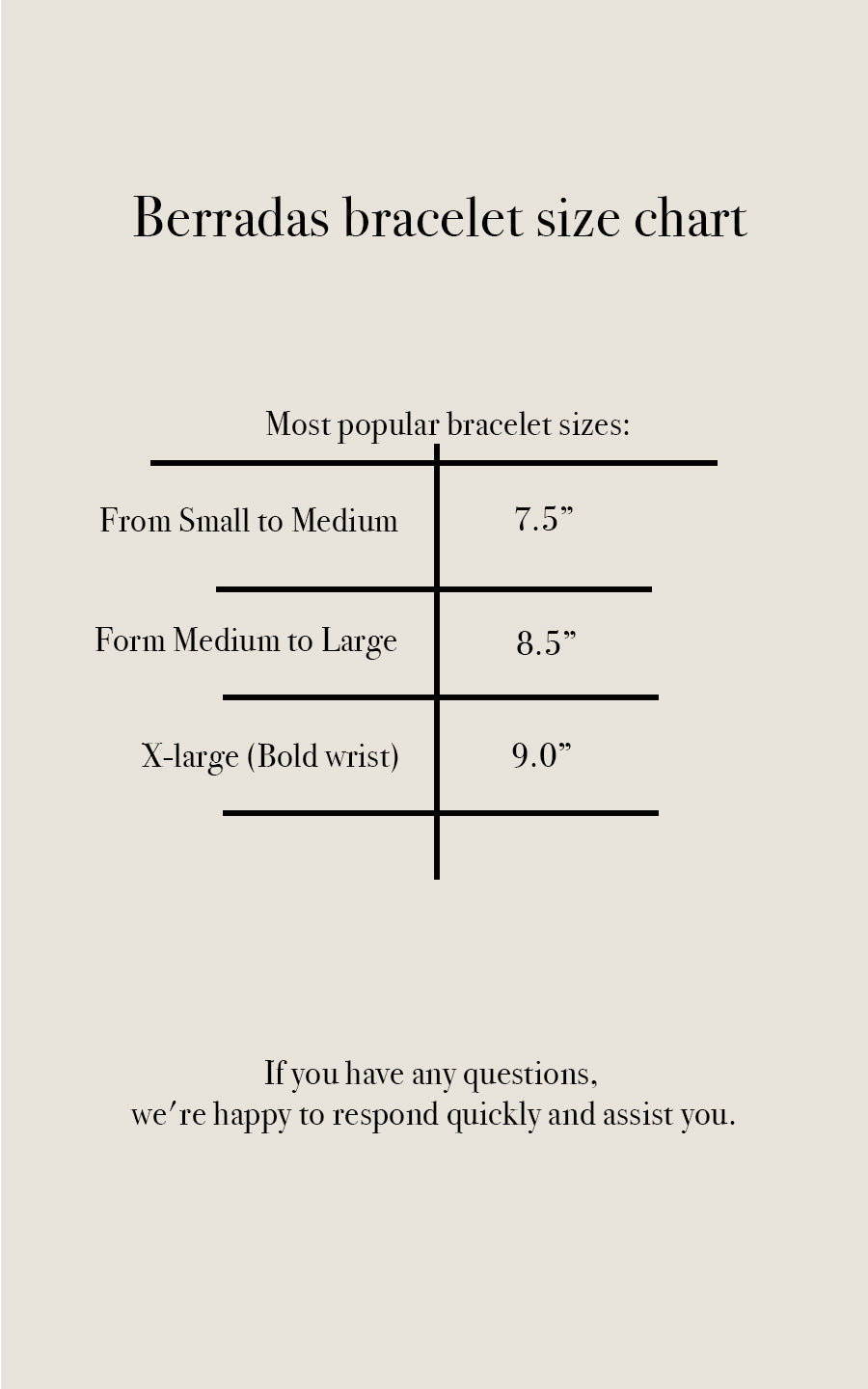 bracelet sizing chart