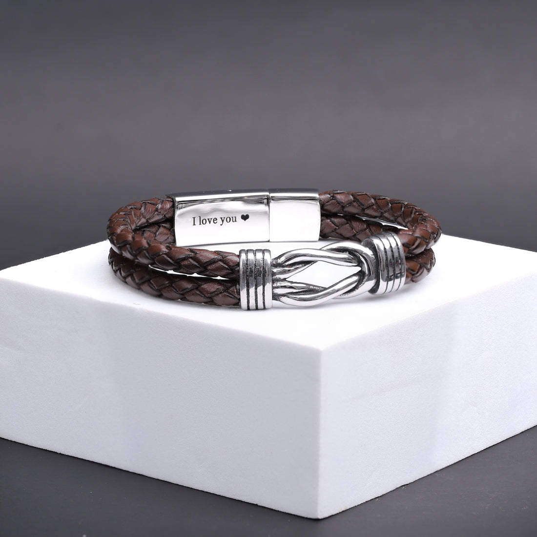 Men's Infinity Knot Brown Leather Bracelet