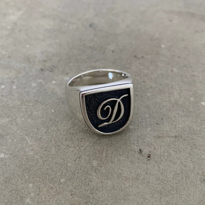 Sterling Silver Monogram Ring – Unique Gift for Him or Her