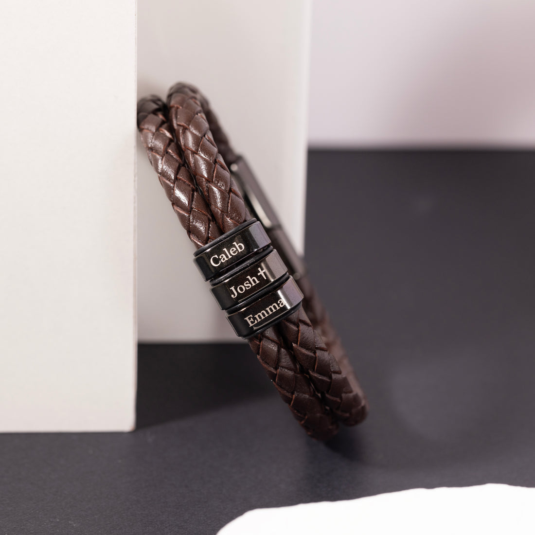 custom brown leather bracelet for men