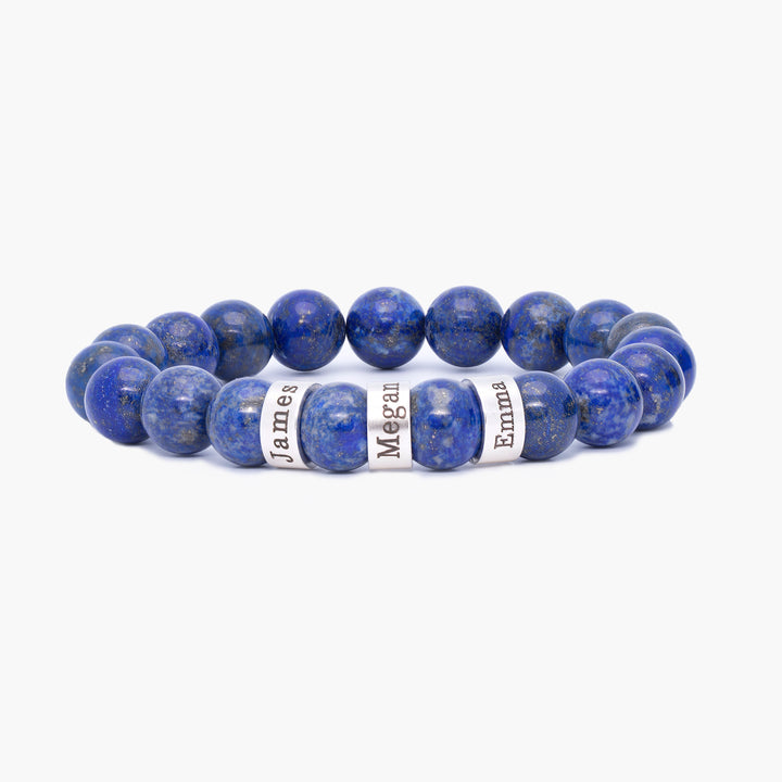 Personalized Lapis Lazuli Beaded Bracelet for Men - Perfect Father's Day or Birthday Gift with Custom Names