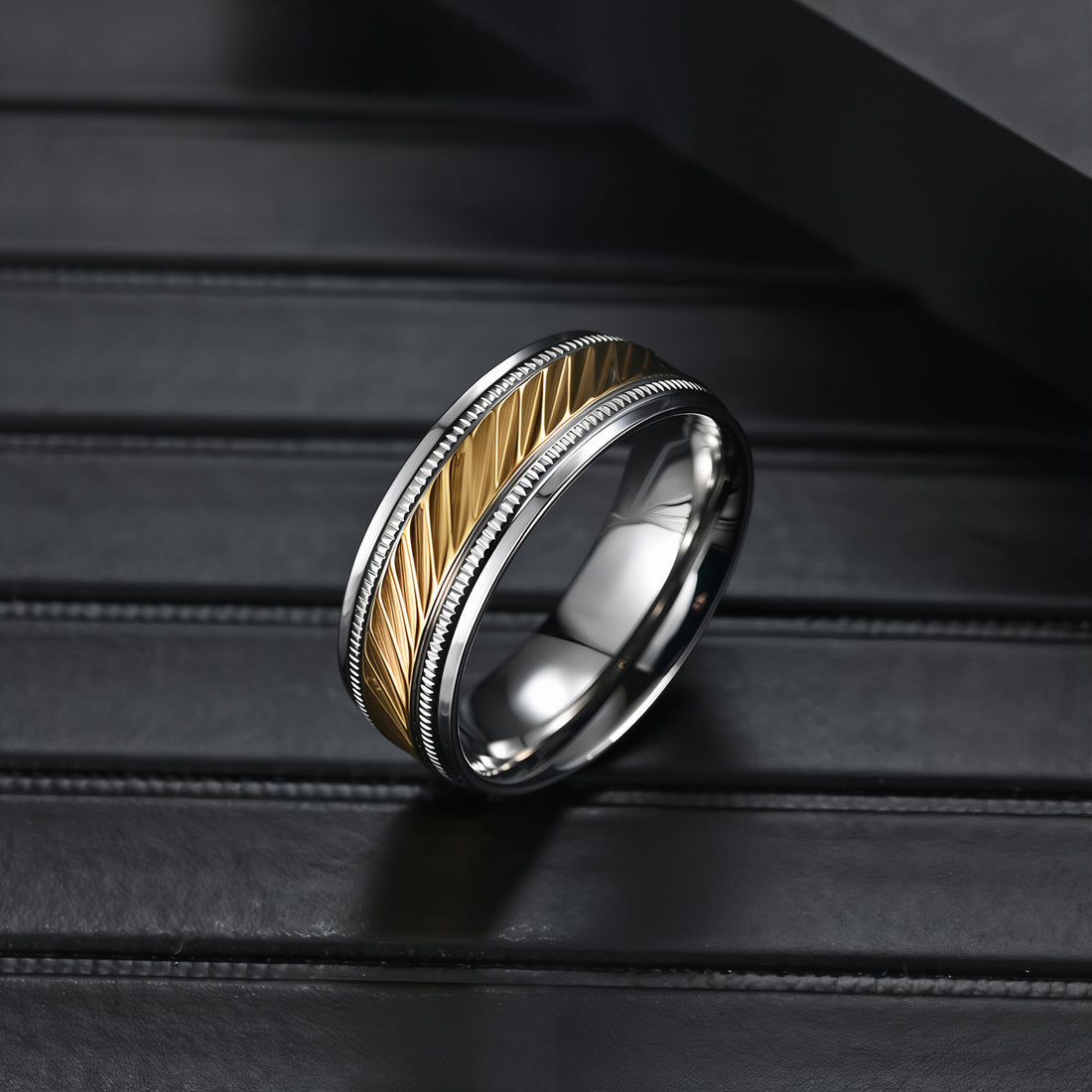 Personalized Twisted Gold Band Ring for Men – Custom Engraved Wedding Ring