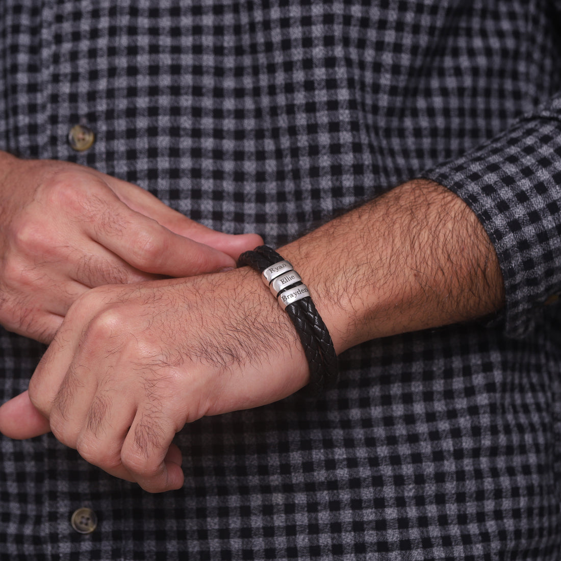 Custom-Engraved Leather Wristband for Men - Ideal Anniversary Gift